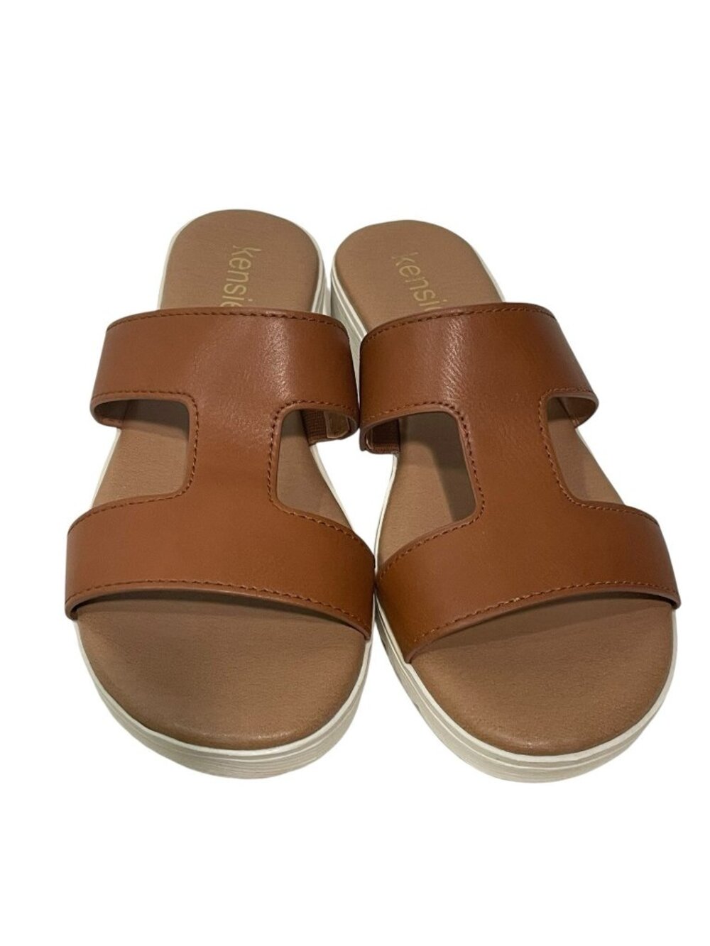 Kensie Elena H Band Slide Sandals Women’s Size 8 Cognac Brown NEW